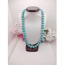 Pure Turquoise Necklace - 12mm Beads - 20 Inches Long